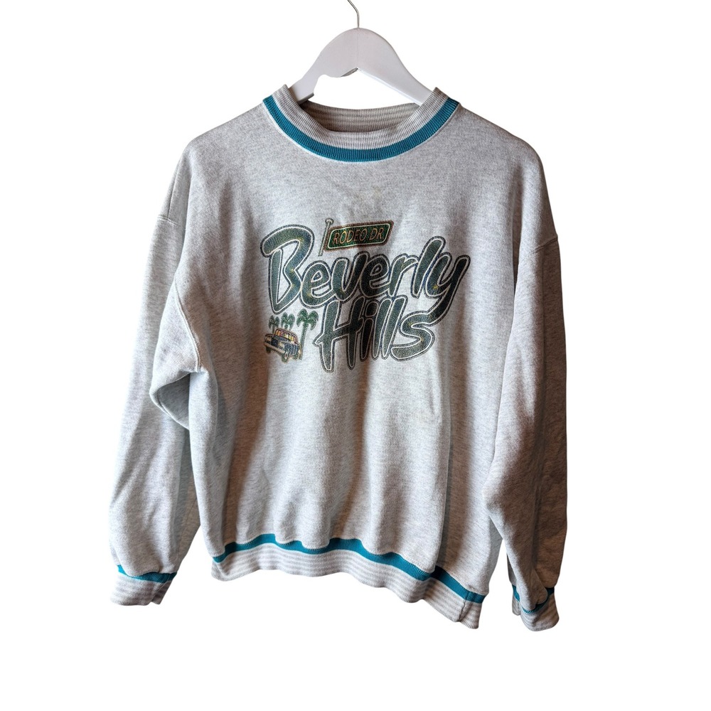 Vintage SEA Sports Beverly Hills Rodeo Drive Sweatshirt Grey Teal Large USA